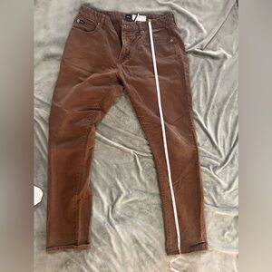 RVCA Daggers Denim Brown Slim Pants Size 34